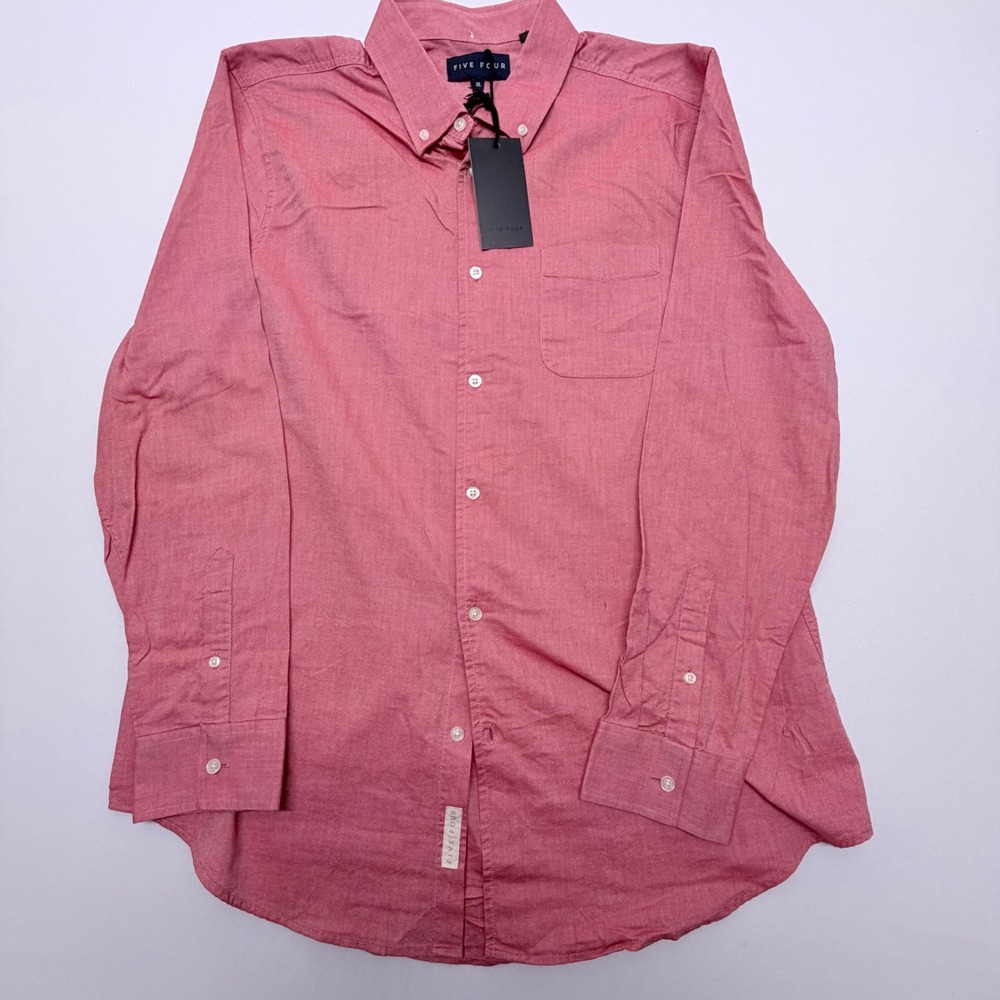 Five Four Lamar Mens XL Red Oxford Button Down Shirt Long Sleeve Cotton New